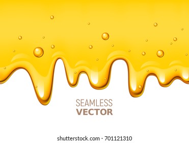 Vector seamless dripping honey on white background. Eps10. RGB. Global colors