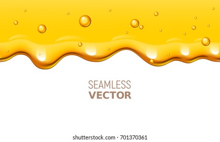 Vector seamless dripping honey on white background. Eps10. RGB. Global colors