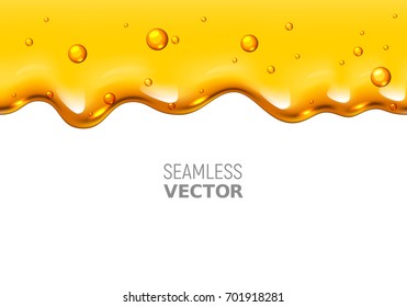 Vector seamless dripping honey on white background. Eps10. RGB. Global colors