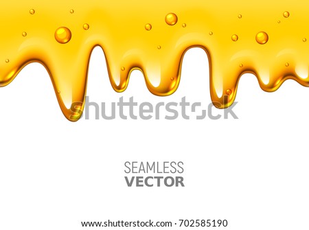 Vector seamless dripping honey on white background. Eps10. RGB. Global colors