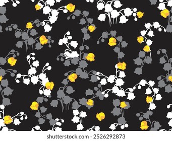 Vector seamless dry floral pattern. with leaves vertical branches