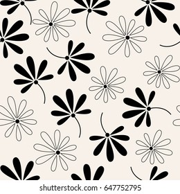 Vector seamless dry floral pattern. with leaves vertical branches.