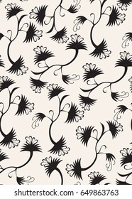 Vector seamless dry floral pattern. with leaves vertical branches.