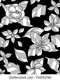 Vector seamless dry floral pattern. with leaves vertical branches.