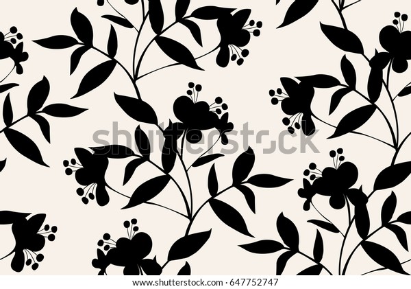 Vector seamless dry floral pattern. with leaves vertical branches.