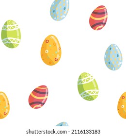 Vector seamless Easter pattern. decorative Easter eggs, on a white background for printing on fabric, scrapbooking paper, gift wrap and wallpaper.