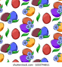 Vector seamless Easter pattern on an isolated white background.