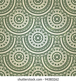 vector seamless eastern floral  background in green