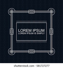 Vector seamless elegant pattern for package or textile design. Black seamless background with vintage golden ornate frame. Especially for restaurant menu, wedding invitation, logo, banner.