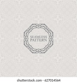 Vector seamless elegant pattern for package or textile design. Black seamless wallpaper with vintage ornate frame. Art-deco background with trellis texture