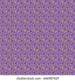 Vector seamless elements for design. Eastern gold on a violet background. Golden grid in oriental style. Islamic card background.