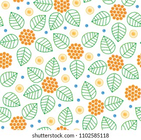 Vector seamless embroidery pattern, decorative textile ornament, pillow or bandana decor. Bohemian handmade style background design.
