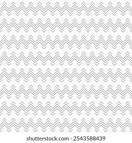 Vector seamless embroidery pattern. Repeating geometric outline zigzag pattern. Simple linear ornament. Monochrome vector background. Black thin lines isolated on white background.