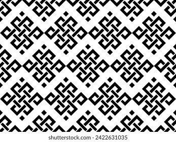 vector seamless endless knot pattern, religious geometric symbols, sacred sign design isolated on white background 