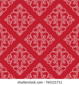 Vector seamless endless pattern. Christmas paper style background. Abstract design, perfect for fabric, wallpaper, print. Abstract patchwork rhombus elements  