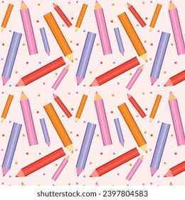 Vector seamless endless pattern with colored pencils