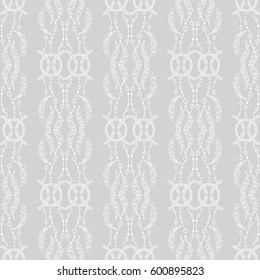 Vector seamless endless pattern. Damask pattern in white and silver grey colors. Feathers texture, vintage style background. Abstract design, perfect for fabric, wallpaper, paper print  
