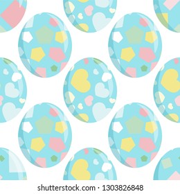 Vector seamless endless pattern. Easter design, eggs with cute ornament, minimalistic flat style. Punchy pastel trendy colors. Perfect for Easter or spring backgrounds, paper, textile decoration