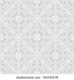 Vector seamless endless pattern. Minimalistic style background. Abstract design, perfect for fabric, wallpaper, paper print. Damask pattern, abstract stars, corners, triangles, square elements 