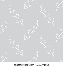 Vector seamless endless pattern. Simple pattern in white and silver grey colors. Flourish texture, vintage style background. Abstract design, perfect for fabric, wallpaper, paper print 