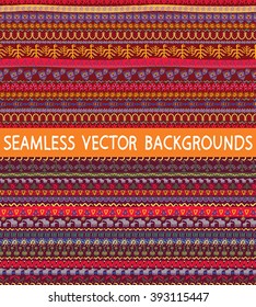 Vector seamless ethnic background. Draw by hand bright tribal pattern for web pages, wallpapers and other background processing, in the Indian and African style.