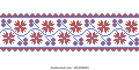 Vector seamless ethnic embroidery, ancient slavic ornament