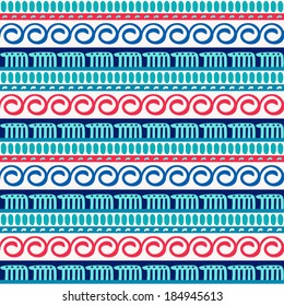 Vector seamless ethnic pattern. Abstract background. Geometric borders. Traditional colorful ornament.