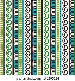 Vector seamless ethnic pattern. Abstract background. Geometric borders. Traditional colorful ornament.