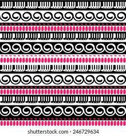 Vector seamless ethnic pattern. Abstract background. Geometric borders. Traditional colorful ornament.