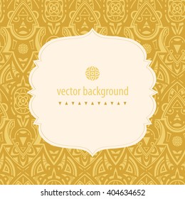 Vector seamless ethnic pattern. Abstract background. Geometric borders. Traditional colorful ornament. Frame for logo, label or greetings.