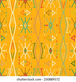 Vector seamless ethnic pattern with american indian motifs. Aztec background. Textile print with navajo tribal ornament. Native american art. 