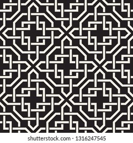 Vector seamless ethnic pattern. Ancient stylish abstract texture. Repeating geometric cross shaped interlaced lines.