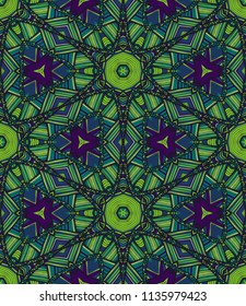 Vector seamless ethnic pattern with axial symmetry.