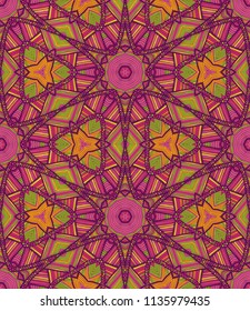 Vector seamless ethnic pattern with axial symmetry.