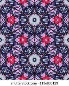 Vector seamless ethnic pattern with axial symmetry.