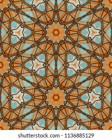 Vector seamless ethnic pattern with axial symmetry.