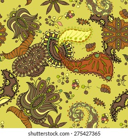 Vector seamless ethnic pattern. Floral background