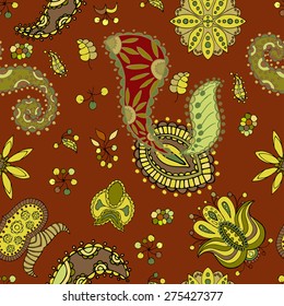 Vector seamless ethnic pattern. Floral background