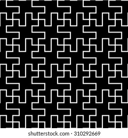 Vector seamless ethnic pattern with motifs in black and white colors.