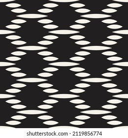 Vector seamless ethnic pattern. Repeating geometric rounded elements. Stylish monochrome background design.