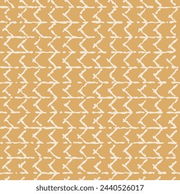 
Vector seamless ethnic pattern, white lines on a sandy yellow background, broken horizontal lines, freehand lines, slanted lines, zigzag