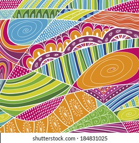 Vector seamless ethnic texture with abstract flowers.
