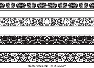 Vector seamless European black monochrome ornament. Endless ornament, medieval.Renaissance border. Decorations of palaces and churches.
