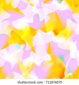 Vector seamless exotic abstract background. Colorfull modern camouflage. Trendy print with elements of digital watercolor art good for fabrics, cloths, sportswear, wallpaper, banners, advertisements.