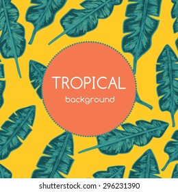Vector seamless exotic background with tropical leaves. 