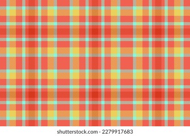 Vector seamless fabric. Plaid textile texture. Background pattern tartan check in yellow and turquoise colors.