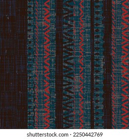 Vector seamless fabric textures with geometric folk pattern, wallpaper, linen, scarf, fabric, woven, wallpaper red , brown, indigo blue ethnic vertical stripes