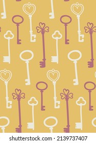 Vector seamless fairytale keys illustration. Can be used for baby t-shirt print, fashion print design, kids wear, baby shower, celebration, greeting and invitation.