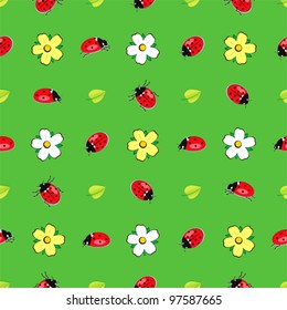 Vector seamless fanny ladybird background