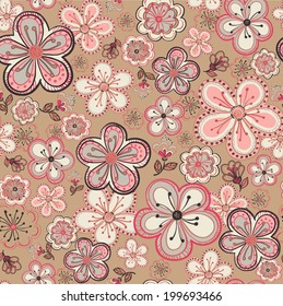 vector seamless fantasy flowers print